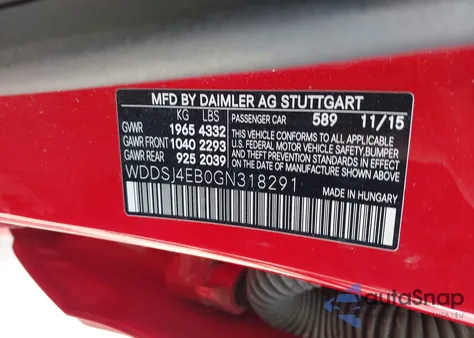 2016 Mercedes-Benz Cla 250 z USA, uszkodzony, nr VIN WDDSJ4EB0GN318291